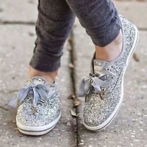 Kate Spade KEDS Charcoal Sequined Sneakers Size 10